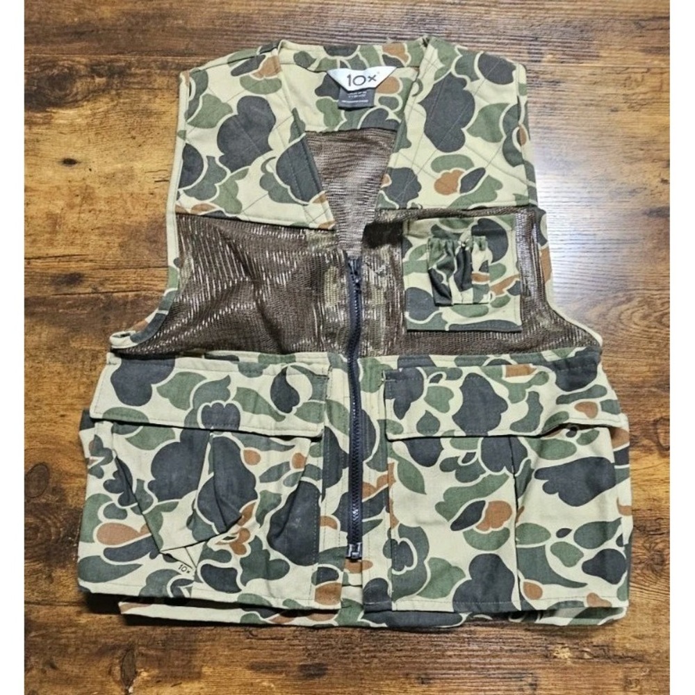Vintage 10X Mens AMMO Hunting Camouflage Vest Size Small